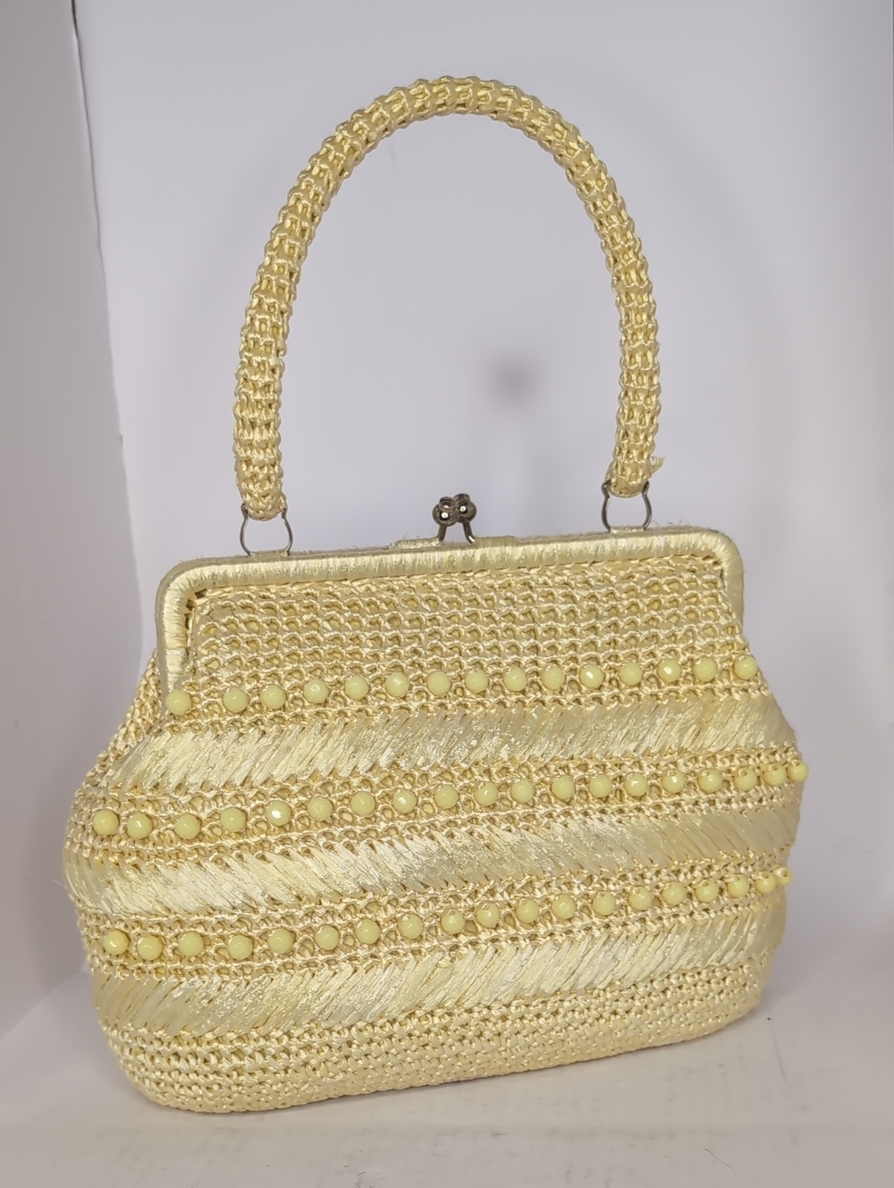 Vintage Yellow Raffia Purse